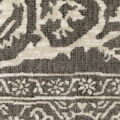 Intrigue Medallion Grey/ Ivory Oriental Cut Pile Rug
