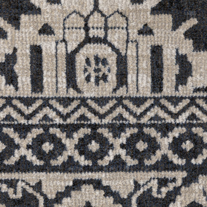 Intrigue Medallion Blue/ Beige Oriental Cut Pile Rug