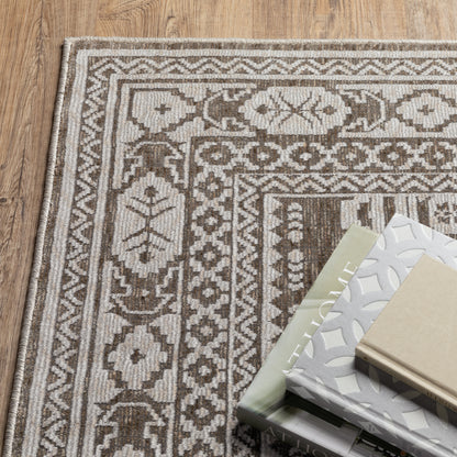 Intrigue Medallion Grey/ Grey Oriental Cut Pile Rug