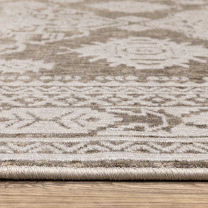 Intrigue Medallion Grey/ Grey Oriental Cut Pile Rug