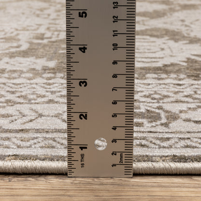 Intrigue Medallion Grey/ Grey Oriental Cut Pile Rug