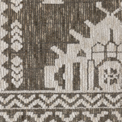Intrigue Medallion Grey/ Grey Oriental Cut Pile Rug