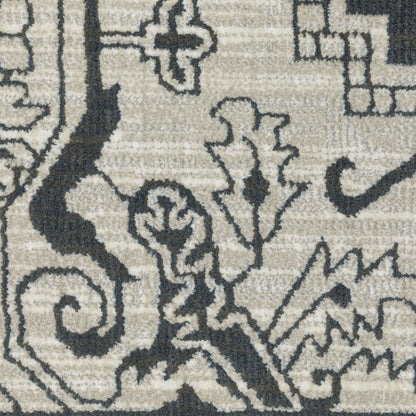 Intrigue Medallion Blue/ Beige Oriental Cut Pile Rug