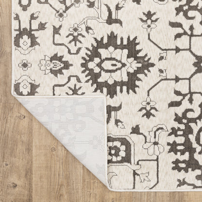 Intrigue Floral Ivory/ Grey Oriental Cut Pile Rug