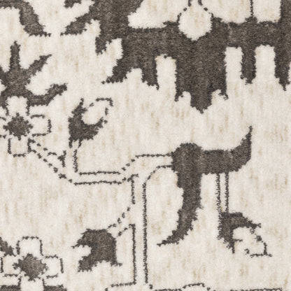 Intrigue Floral Ivory/ Grey Oriental Cut Pile Rug