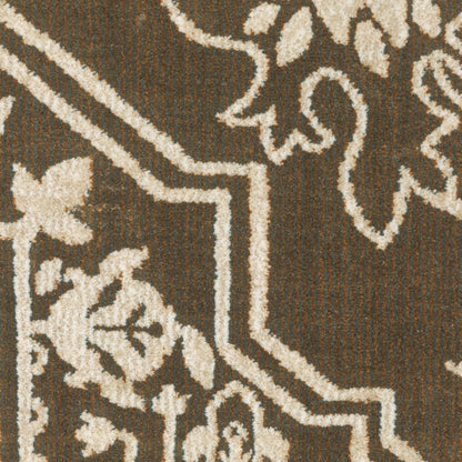 Intrigue Medallion Gold/ Beige Oriental Cut Pile Rug