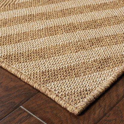 Karavia Geometric Tan/ Tan Chevron Flat Weave Rug