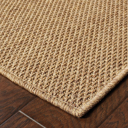Karavia Solid Tan/ Tan Abstract Flat Weave Rug