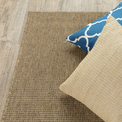 Karavia Solid Tan/ Tan Abstract Flat Weave Rug