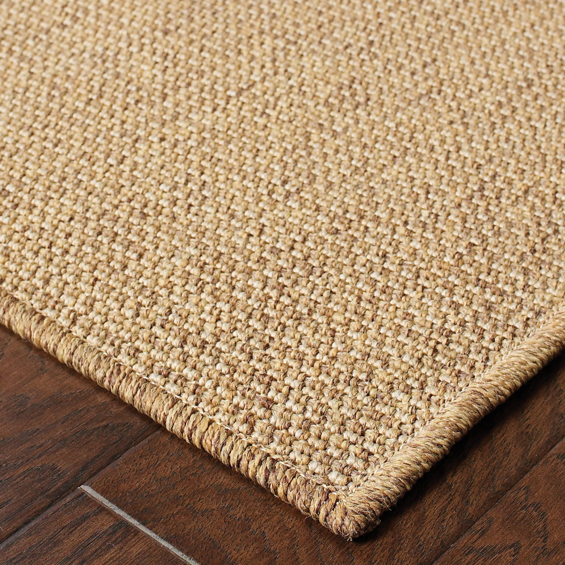Karavia Solid Tan/ Tan Abstract Flat Weave Rug