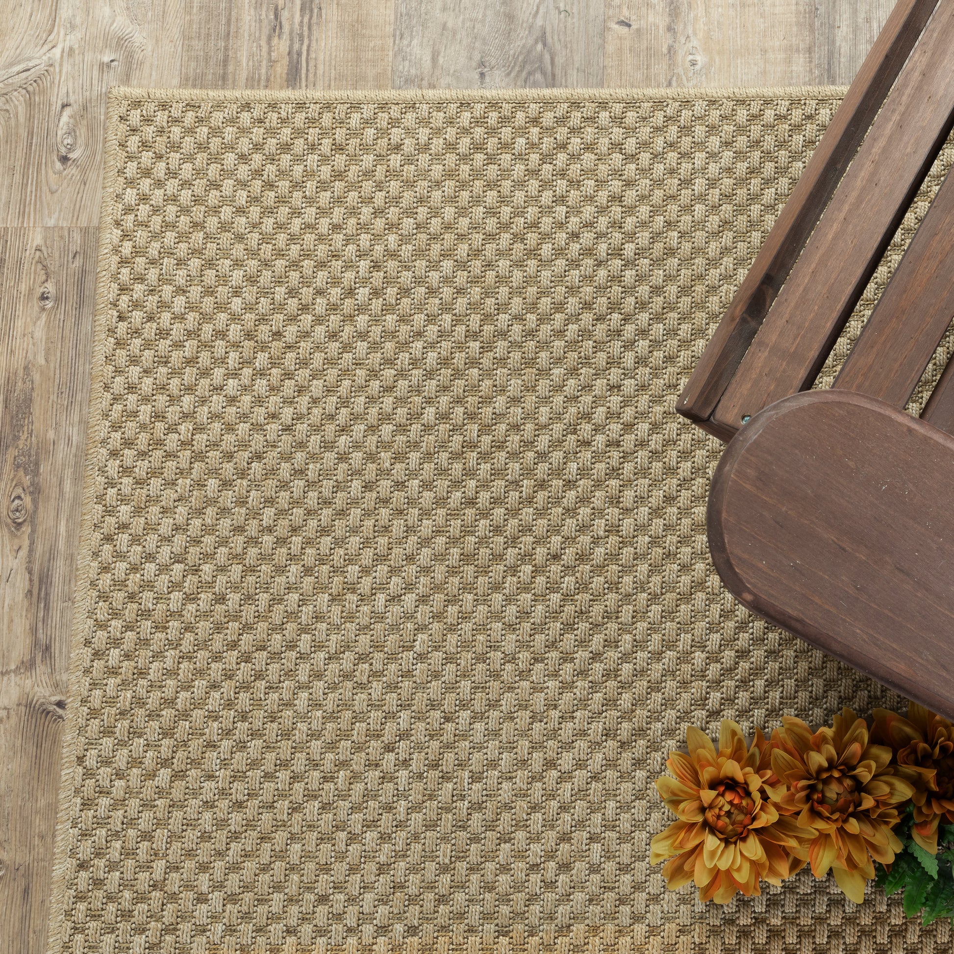 Karavia Solid Sand/ Sand Abstract Flat Weave Rug