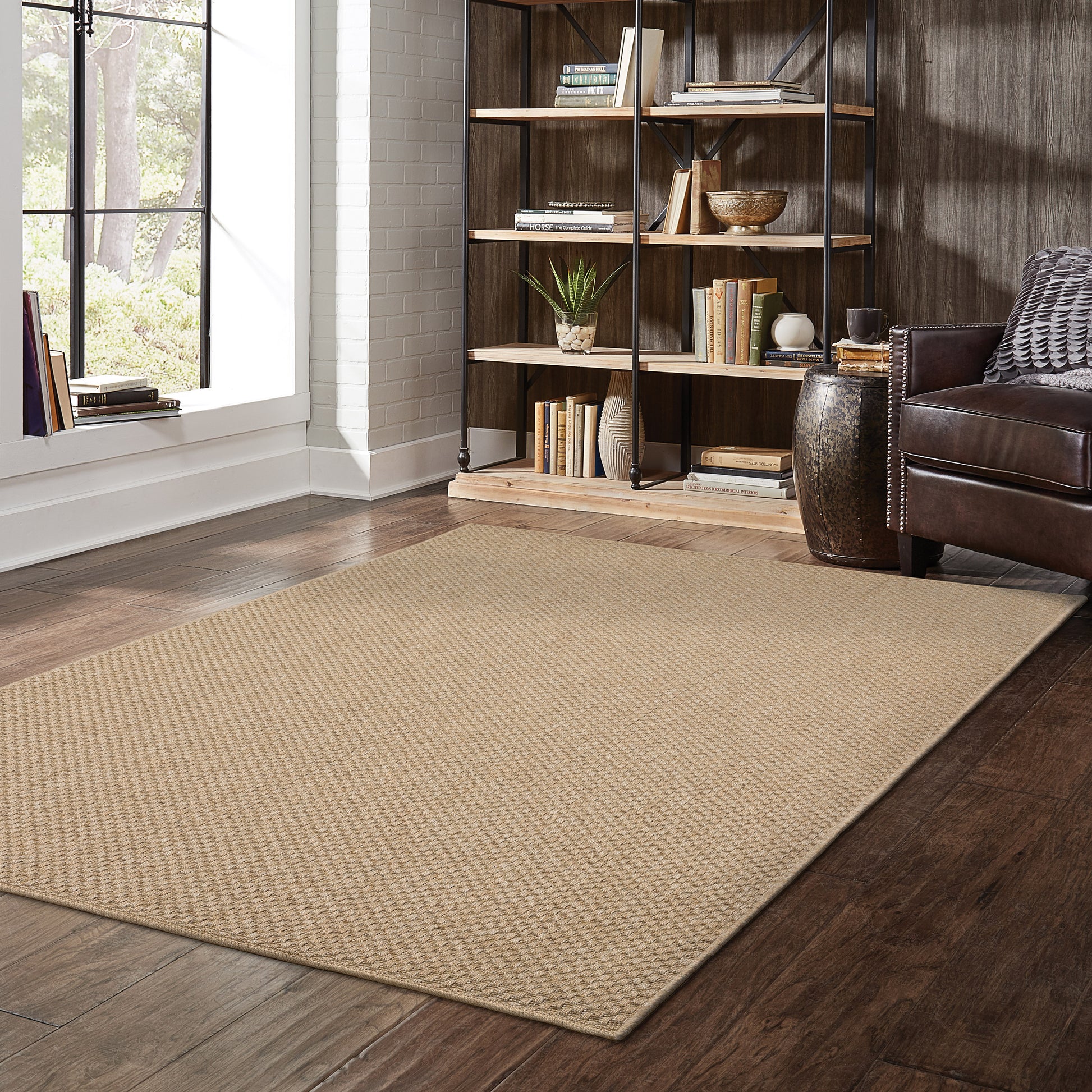 Karavia Solid Sand/ Sand Abstract Flat Weave Rug