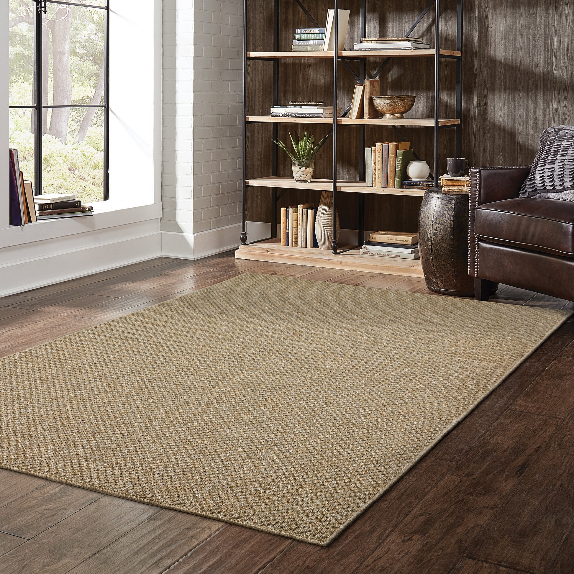 Karavia Solid Sand/ Sand Abstract Flat Weave Rug
