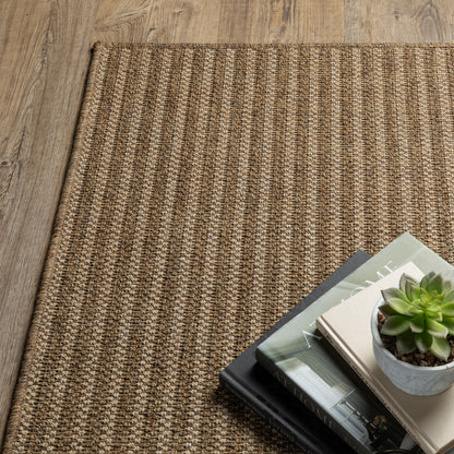 Karavia Stripe Tan/ Tan Abstract Flat Weave Rug