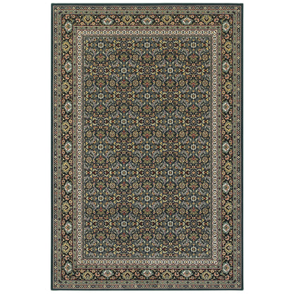Kashan Floral Navy/ Multi Oriental Cut Pile Rug