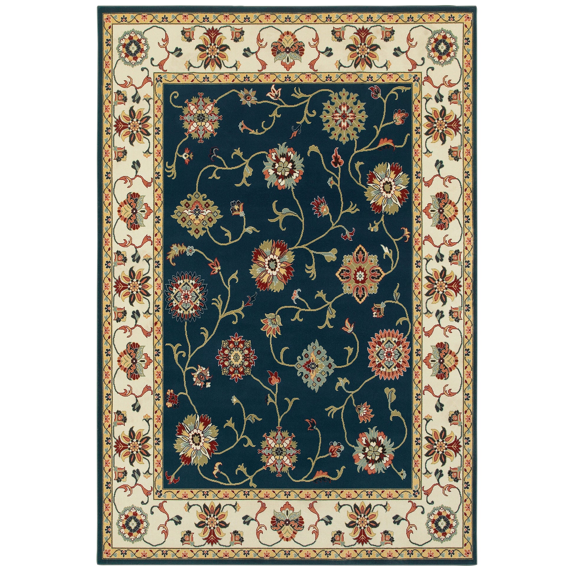 Kashan 2336B Navy Floral Rug