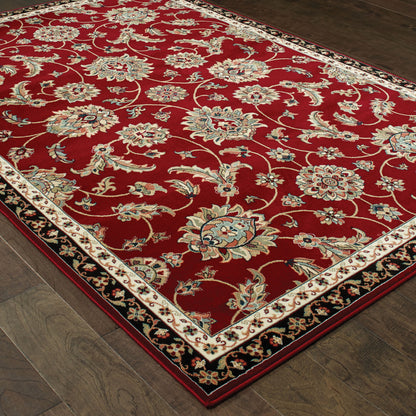 Kashan Floral Red/ Multi Oriental Cut Pile Rug