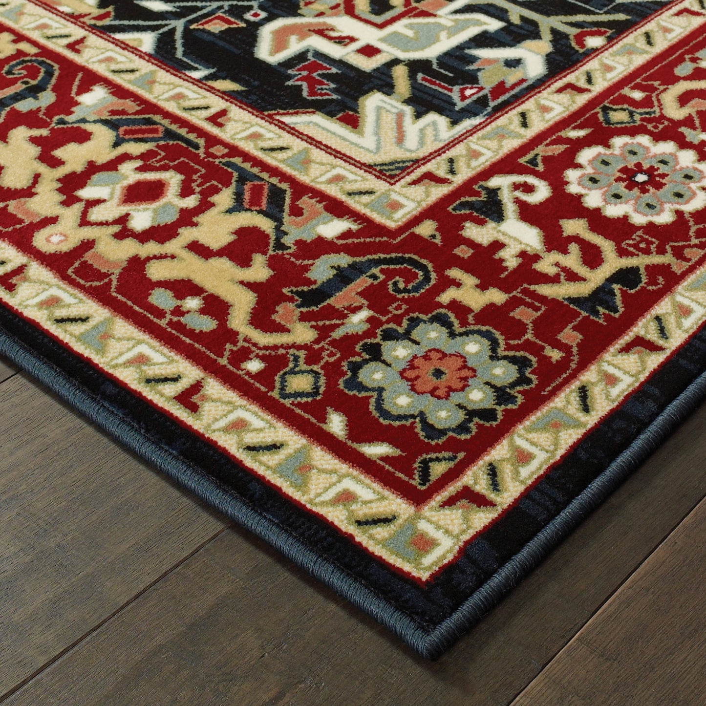 Kashan Medallion Red/ Ivory Oriental Cut Pile Rug