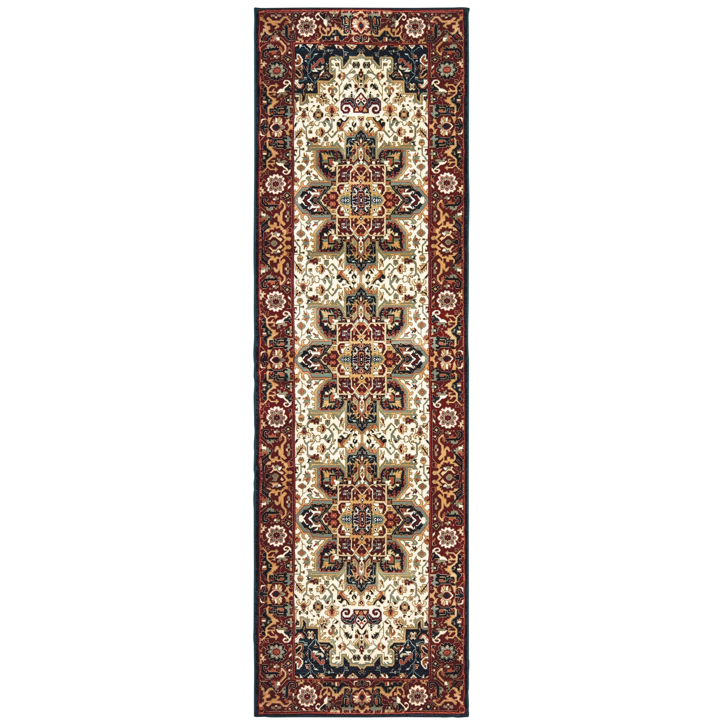 Kashan 96W Red/ Ivory Medallion Oriental Rug