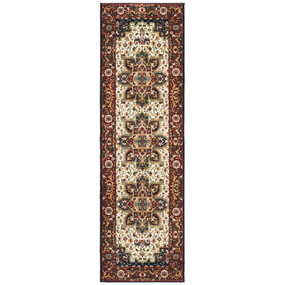 Kashan 96W Red/ Ivory Medallion Oriental Rug