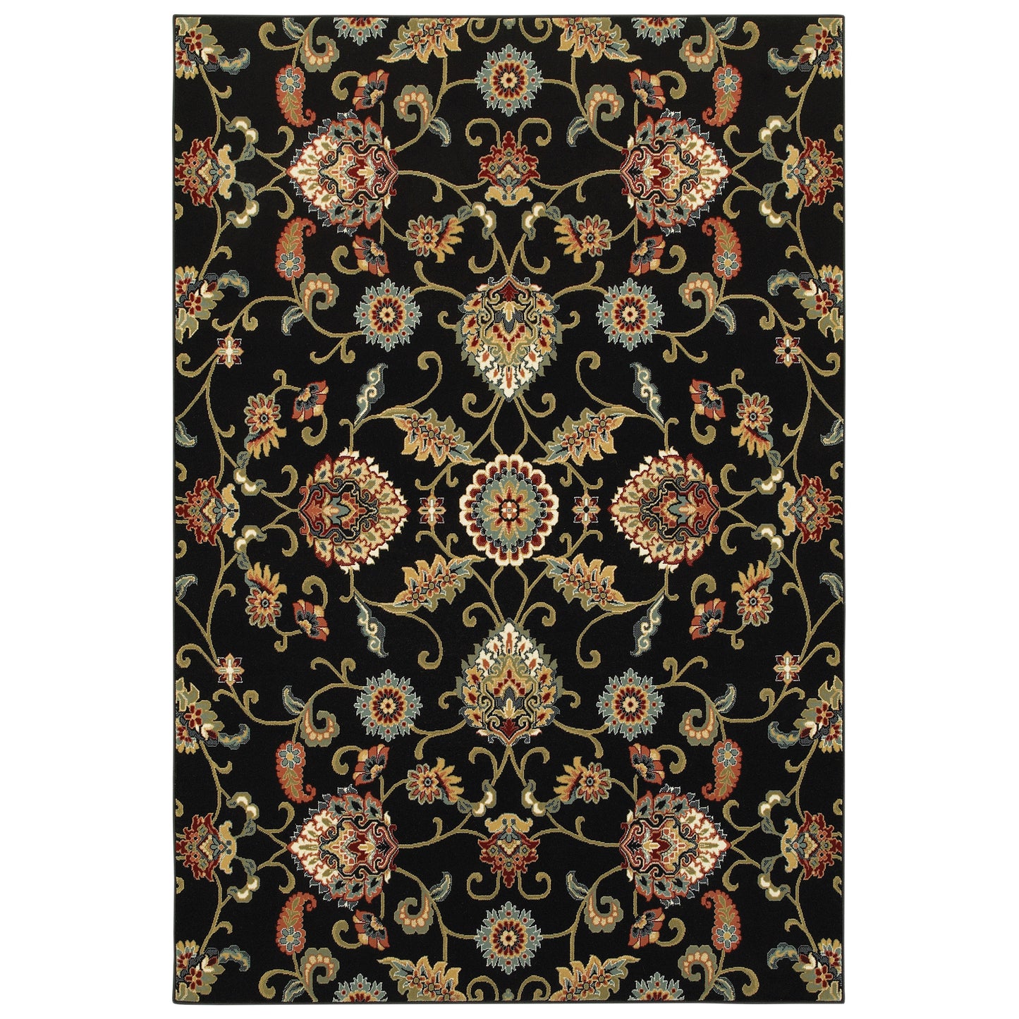 Kashan 9946K Black Oriental Rug