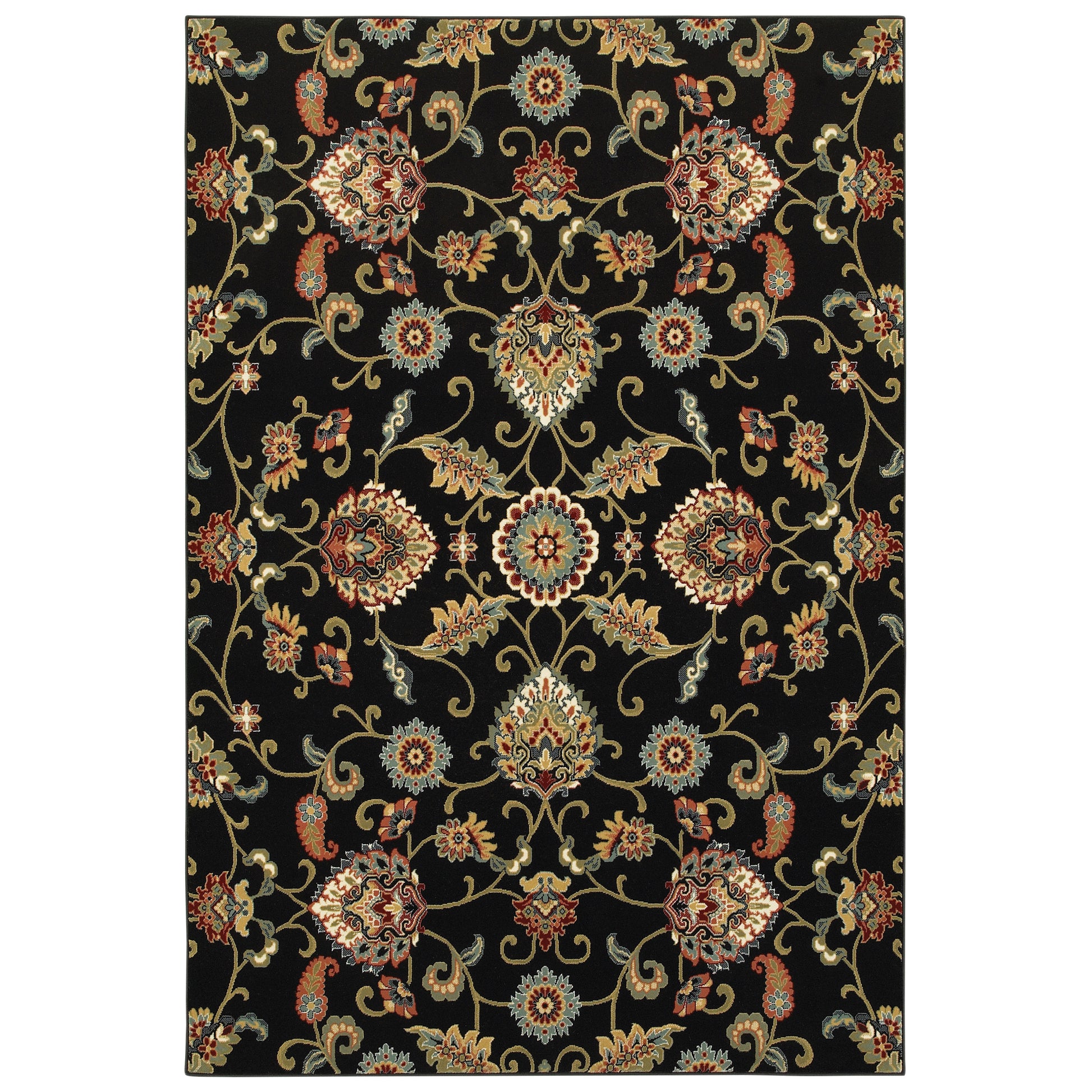 Kashan 9946K Black Oriental Rug
