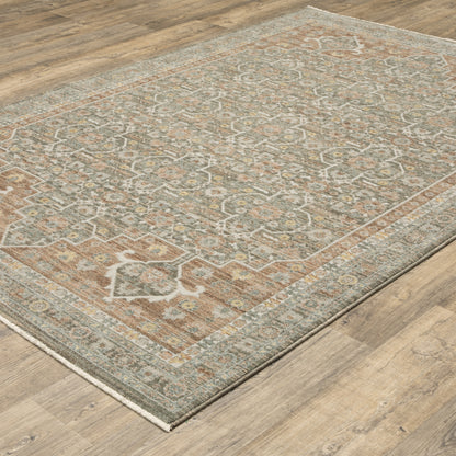 Keaton Medallion Brown/ Rust Floral Cut Pile Rug