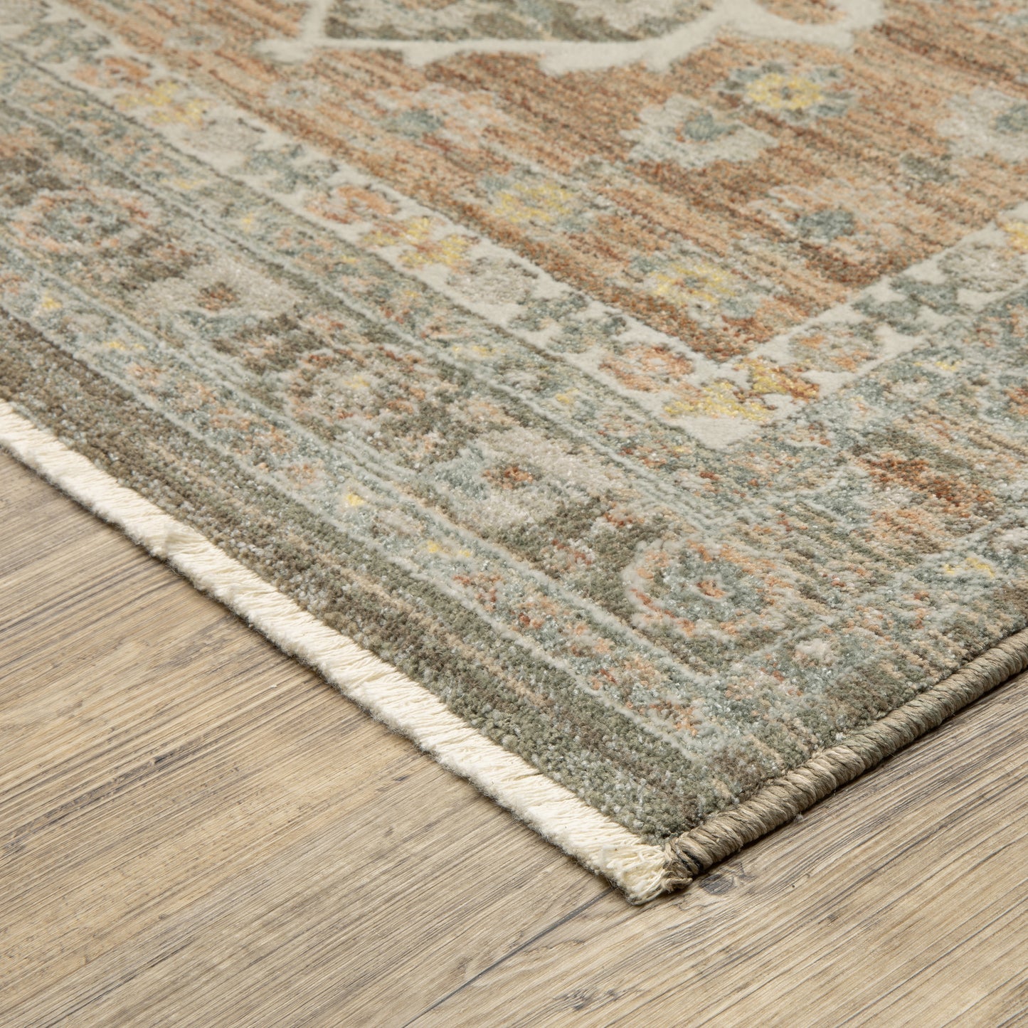 Keaton Medallion Brown/ Rust Floral Cut Pile Rug