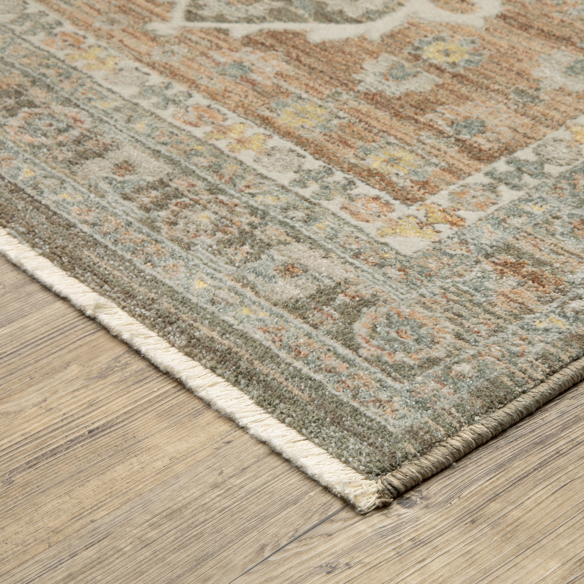 Keaton Medallion Brown/ Rust Floral Cut Pile Rug