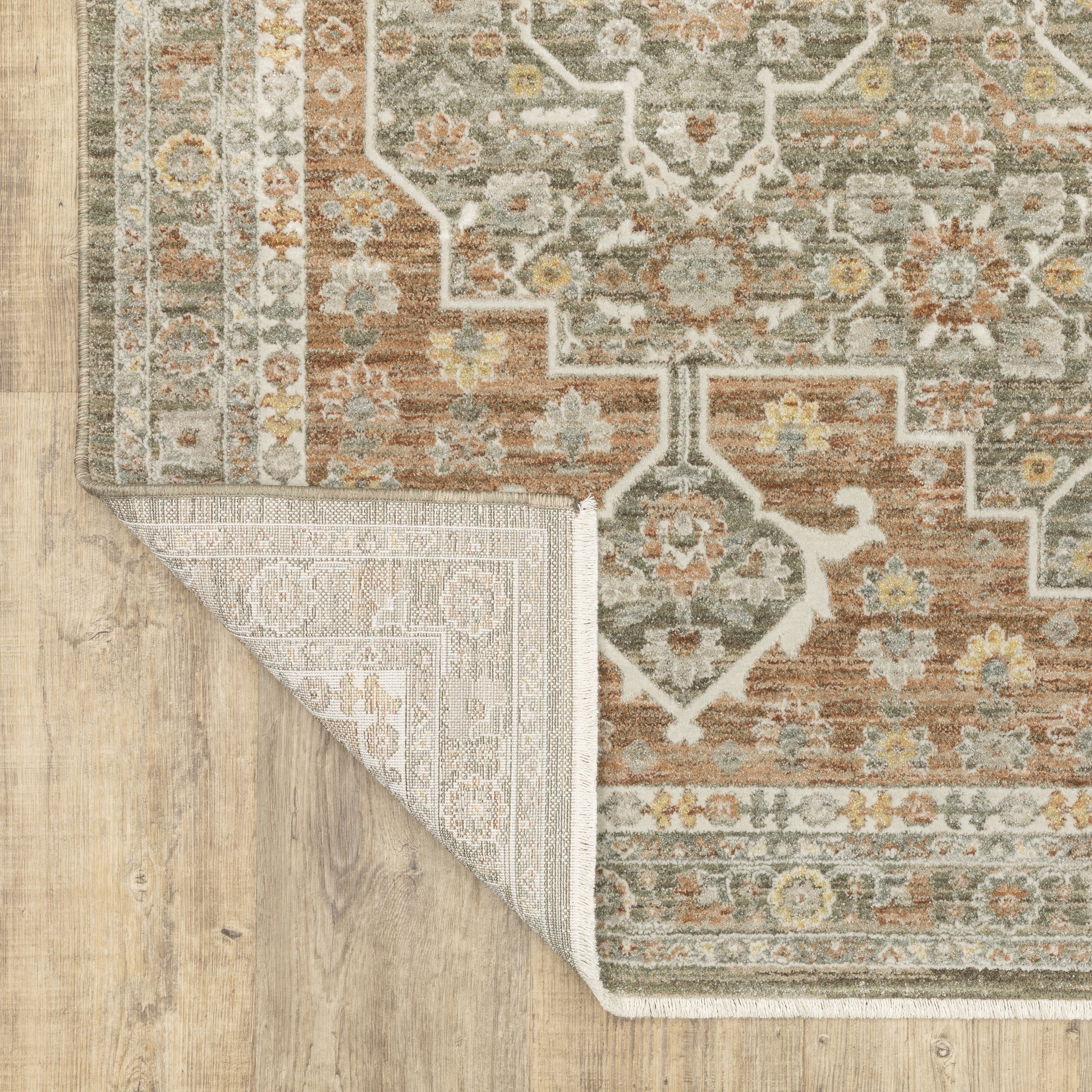 Keaton Medallion Brown/ Rust Floral Cut Pile Rug