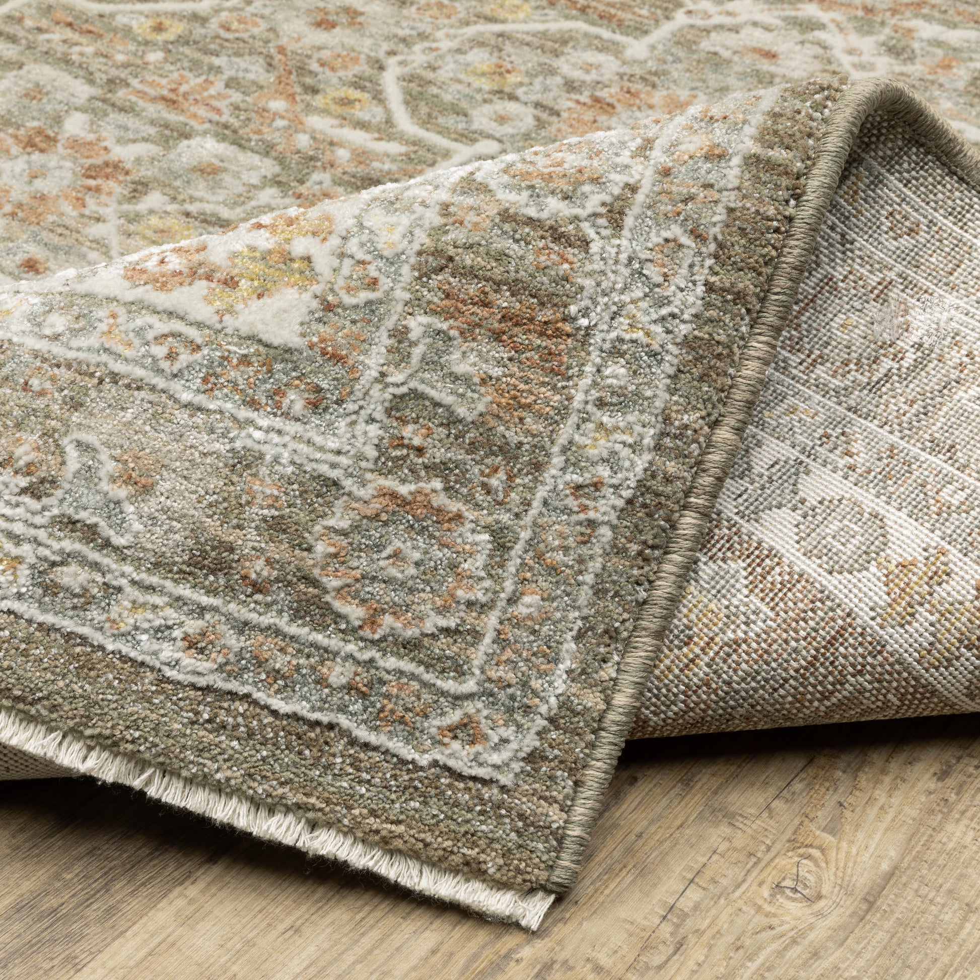 Keaton Medallion Brown/ Rust Floral Cut Pile Rug