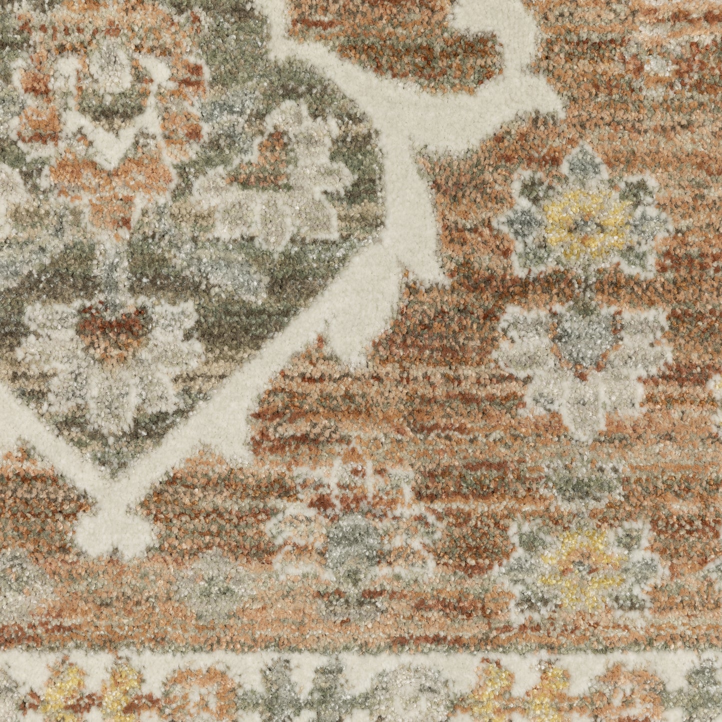 Keaton Medallion Brown/ Rust Floral Cut Pile Rug