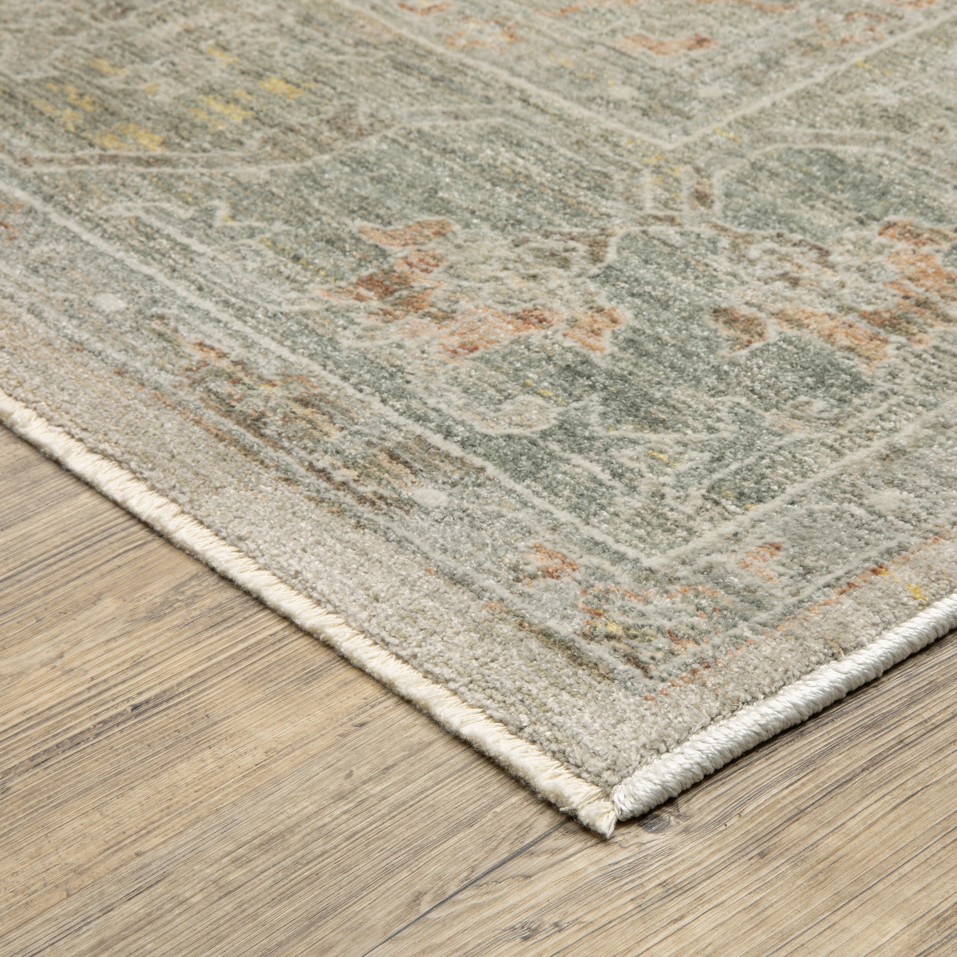 Keaton Medallion Beige/ Multi Distressed Cut Pile Rug
