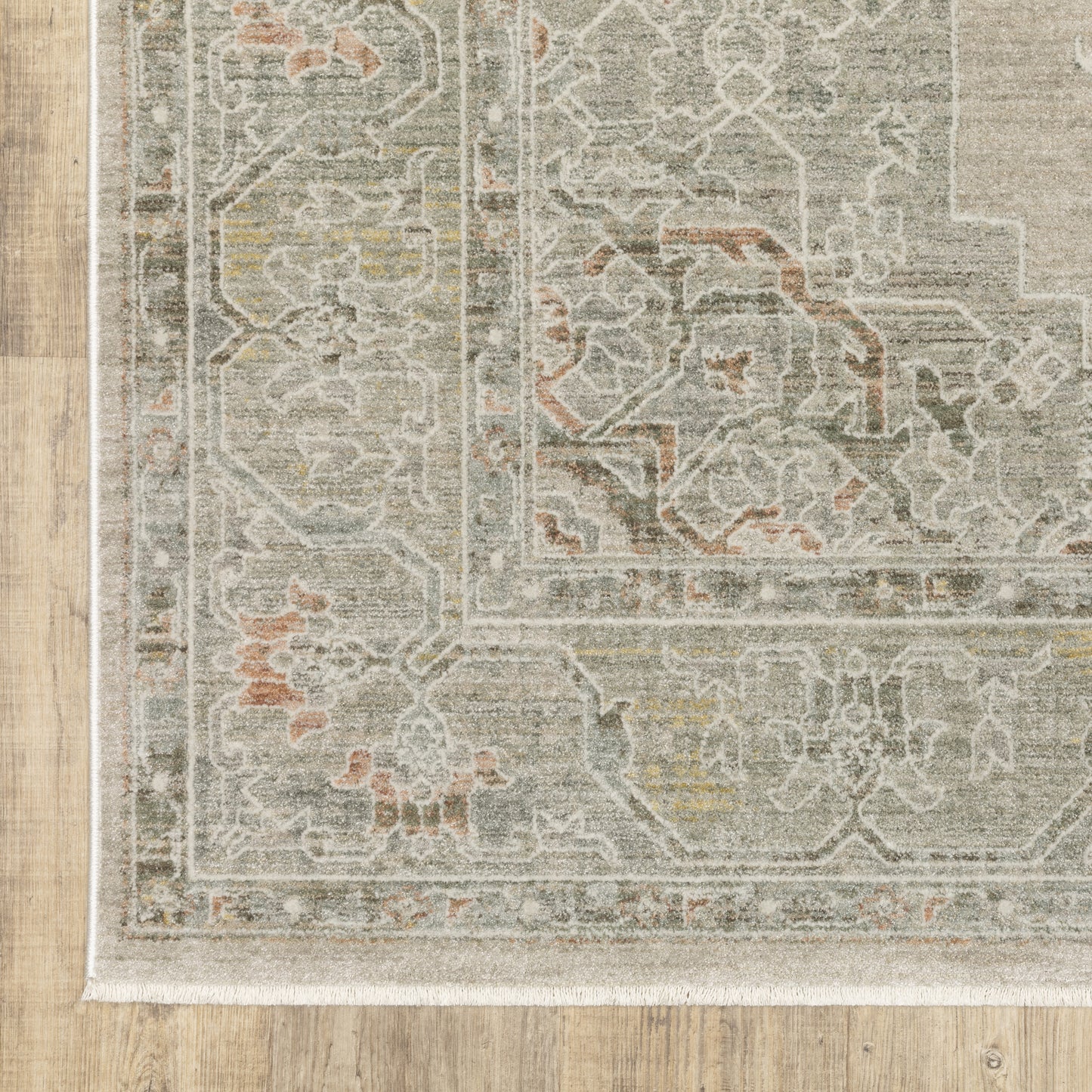 Keaton Medallion Beige/ Multi Distressed Cut Pile Rug