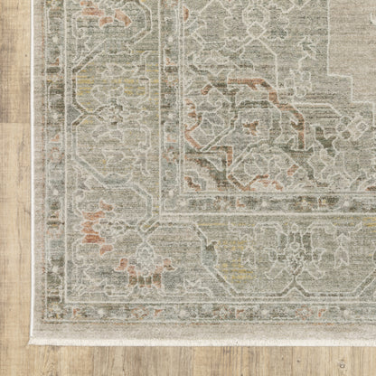 Keaton Medallion Beige/ Multi Distressed Cut Pile Rug