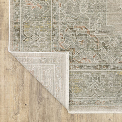 Keaton Medallion Beige/ Multi Distressed Cut Pile Rug