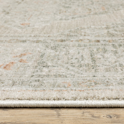 Keaton Medallion Beige/ Multi Distressed Cut Pile Rug