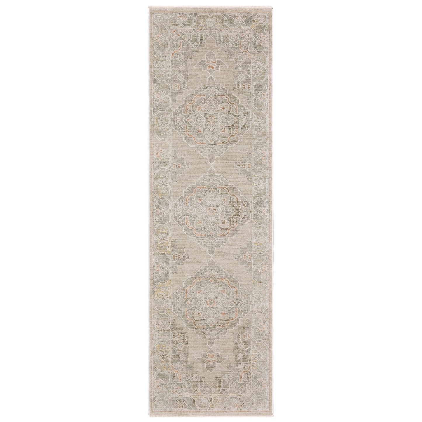 Keaton Kea02 Beige/ Multi Medallion Distressed Rug