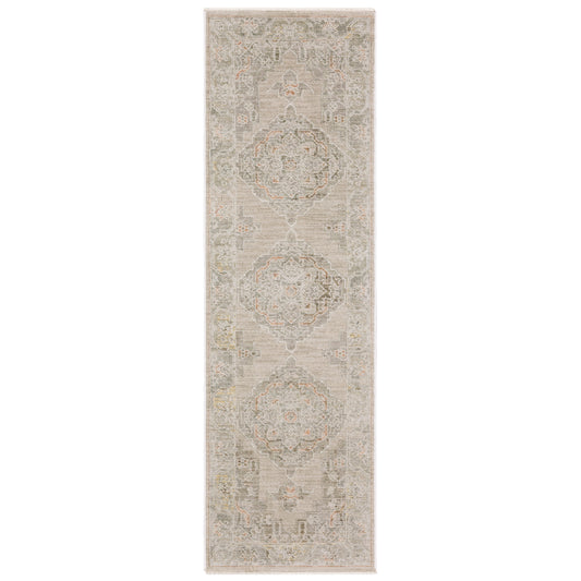 Keaton Kea02 Beige/ Multi Medallion Distressed Rug