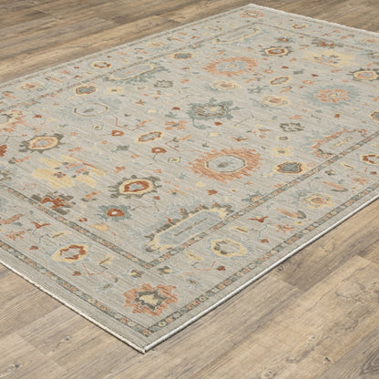 Keaton Floral Grey/ Multi Oriental Cut Pile Rug