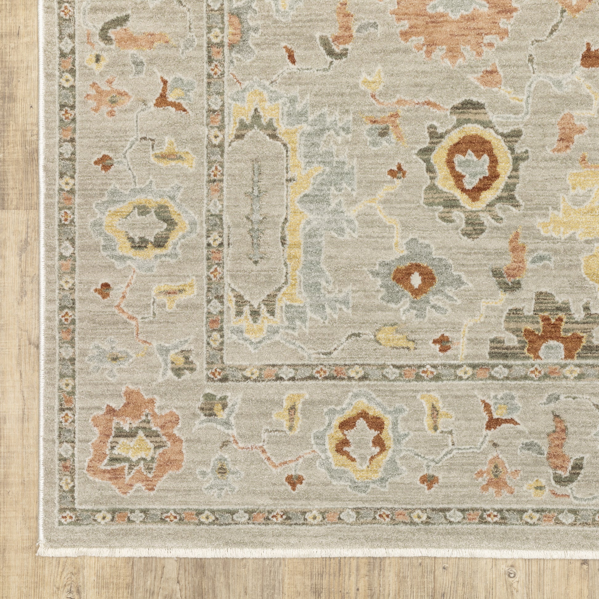 Keaton Floral Grey/ Multi Oriental Cut Pile Rug