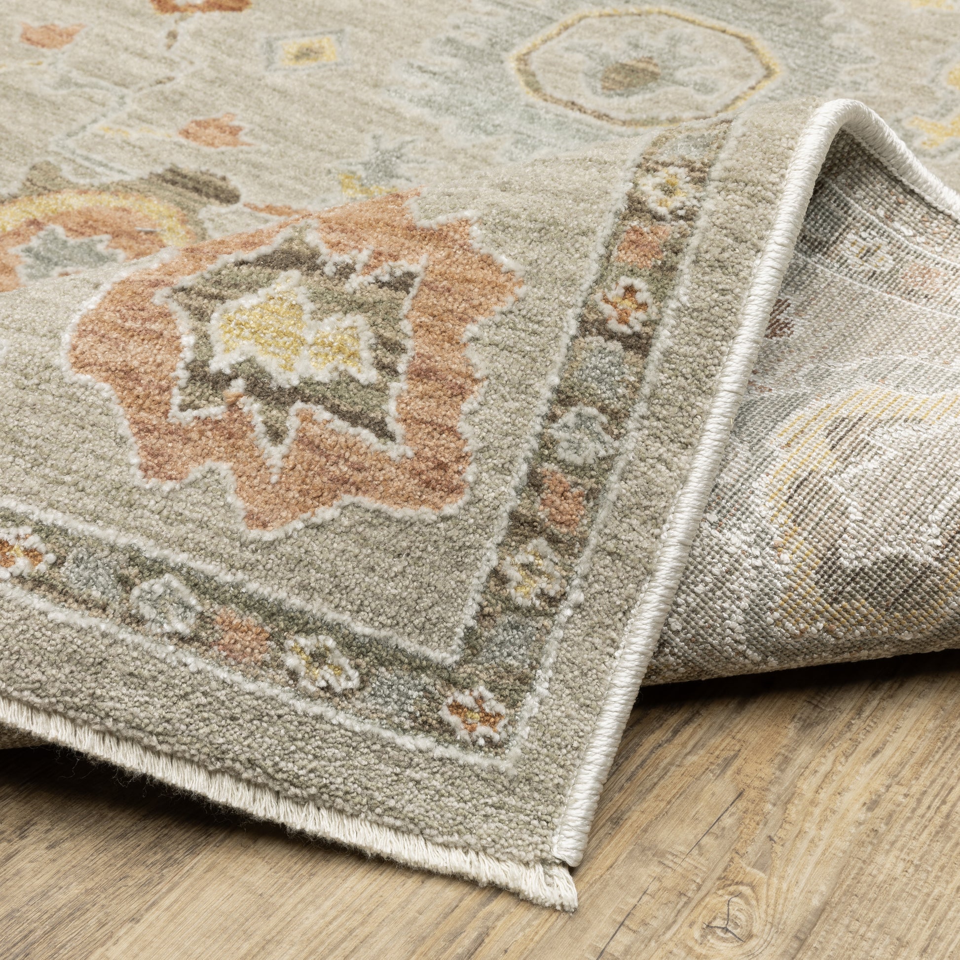 Keaton Floral Grey/ Multi Oriental Cut Pile Rug