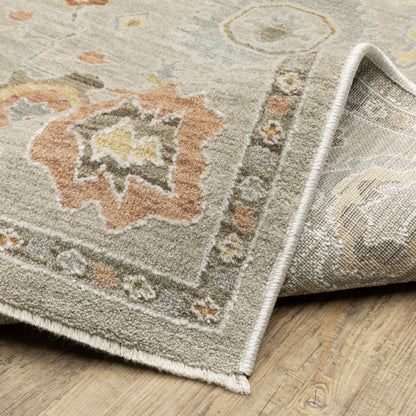 Keaton Floral Grey/ Multi Oriental Cut Pile Rug