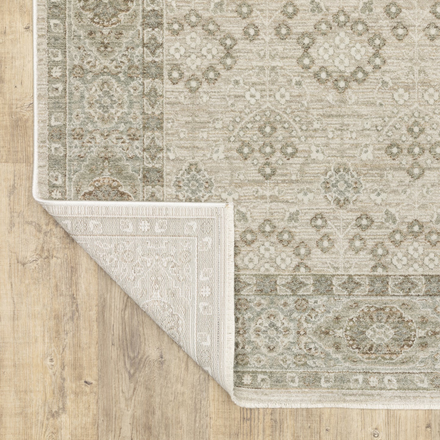 Keaton Floral Beige/ Green Oriental Cut Pile Rug
