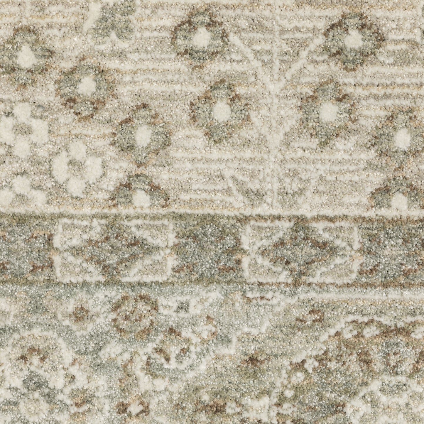 Keaton Floral Beige/ Green Oriental Cut Pile Rug