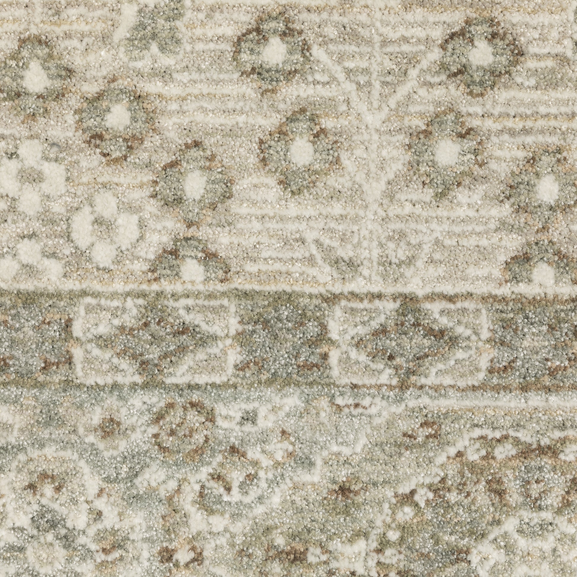 Keaton Floral Beige/ Green Oriental Cut Pile Rug