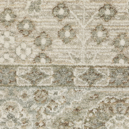 Keaton Floral Beige/ Green Oriental Cut Pile Rug