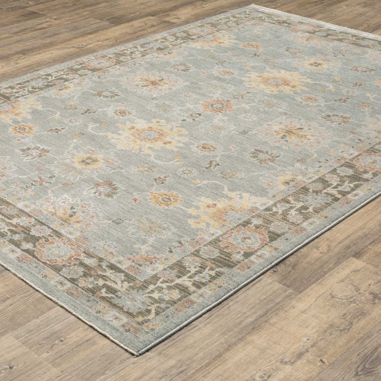 Keaton Floral Blue/ Multi Oriental Cut Pile Rug
