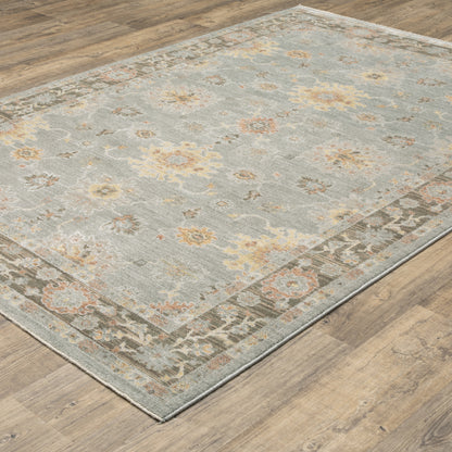 Keaton Floral Blue/ Multi Oriental Cut Pile Rug