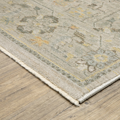 Keaton Floral Beige/ Blue Oriental Cut Pile Rug